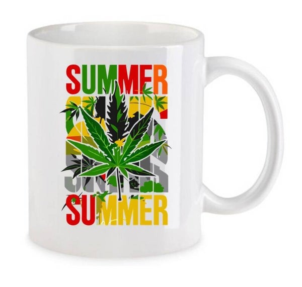 Tasse Weed Cannabis Psychodelic Weiß mit Druck (Siehe Foto) TFBW309