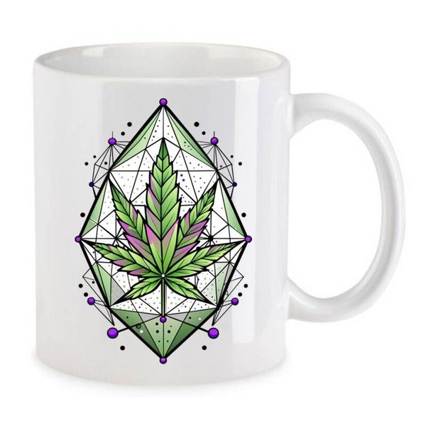 Tasse Weed Cannabis Psychodelic Weiß mit Druck (Siehe Foto) TFBW310