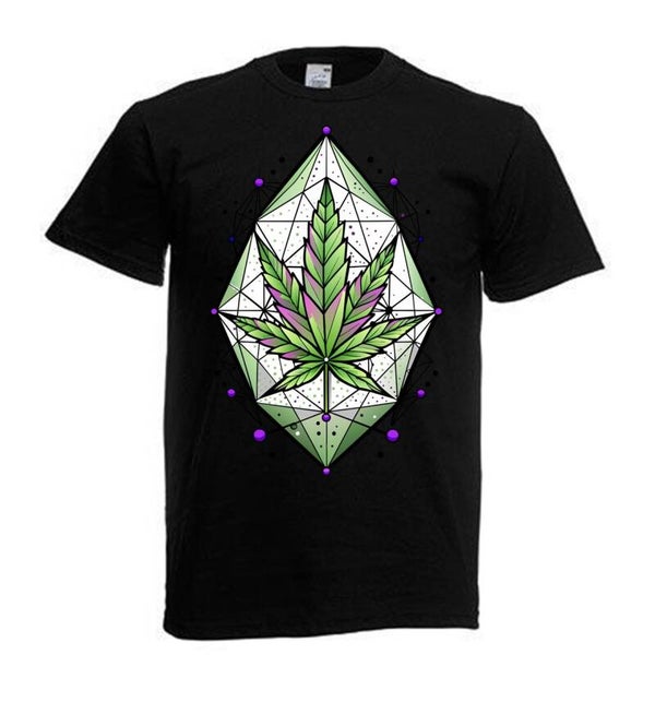 Tshirt Unisex mit Coolen Druck Weed Ganja Hanf Cannabis Psychedelic (Größe & Farbe auswählen) TSFBW310