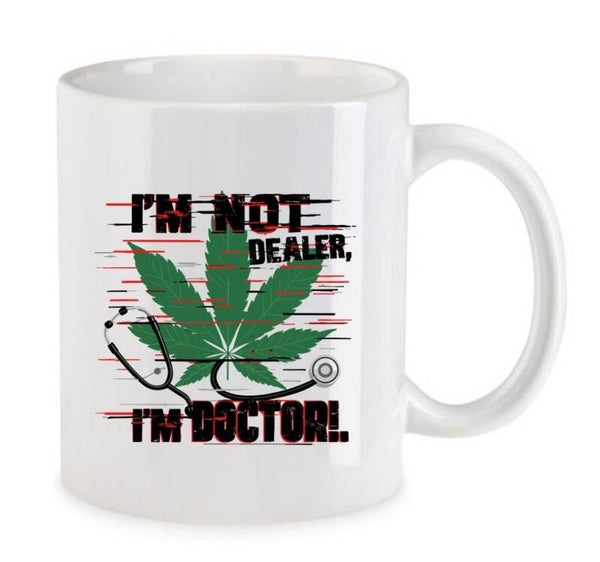 Tasse Weed Cannabis Psychodelic Weiß mit Druck (Siehe Foto) TFBW313
