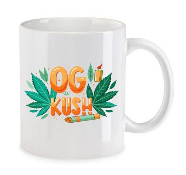 Tasse Weed Cannabis Psychodelic Weiß mit Druck (Siehe Foto) TFBW314