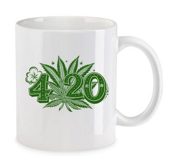 Tasse Weed Cannabis Psychodelic Weiß mit Druck (Siehe Foto) TFBW317