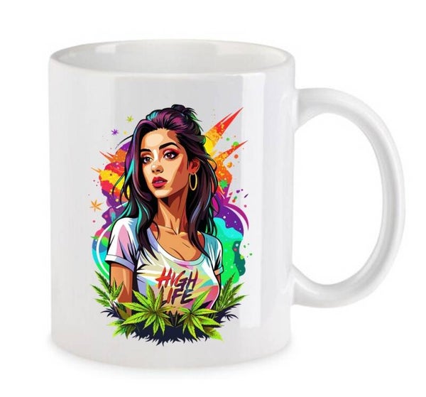 Tasse Weed Cannabis Psychodelic Weiß mit Druck (Siehe Foto) TFBW318