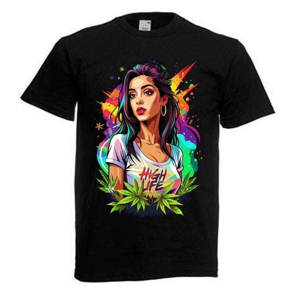 Tshirt Unisex mit Coolen Druck Weed Ganja Hanf Cannabis Psychedelic (Größe & Farbe auswählen) TSFBW318