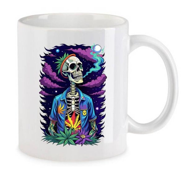 Tasse Weed Cannabis Psychodelic Weiß mit Druck (Siehe Foto) TFBW319