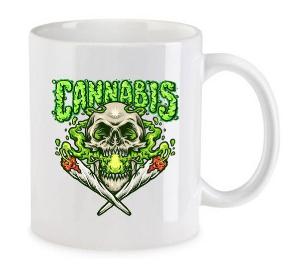 Tasse Weed Cannabis Psychodelic Weiß mit Druck (Siehe Foto) TFBW32