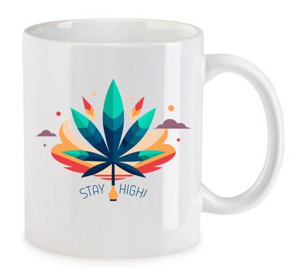 Tasse Weed Cannabis Psychodelic Weiß mit Druck (Siehe Foto) TFBW321
