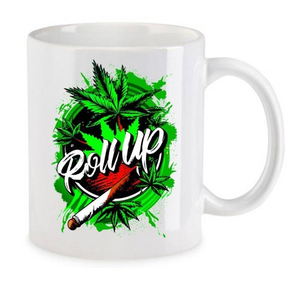 Tasse Weed Cannabis Psychodelic Weiß mit Druck (Siehe Foto) TFBW322