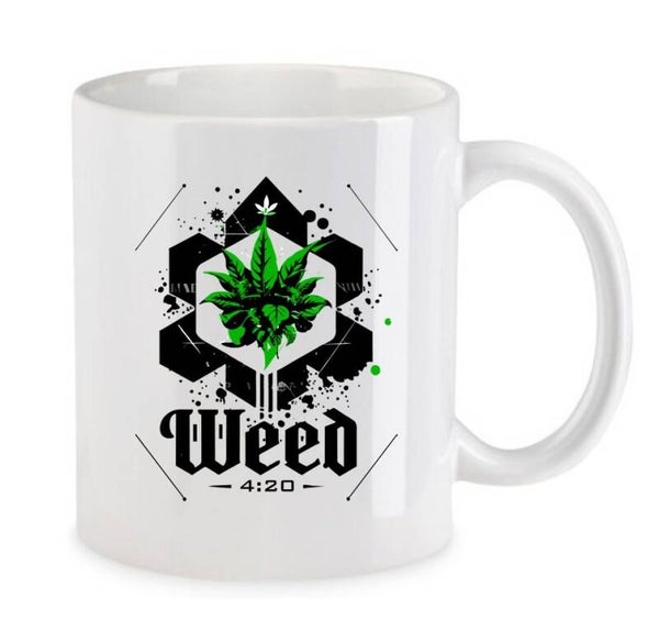 Tasse Weed Cannabis Psychodelic Weiß mit Druck (Siehe Foto) TFBW325