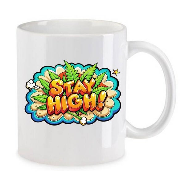 Tasse Weed Cannabis Psychodelic Weiß mit Druck (Siehe Foto) TFBW328