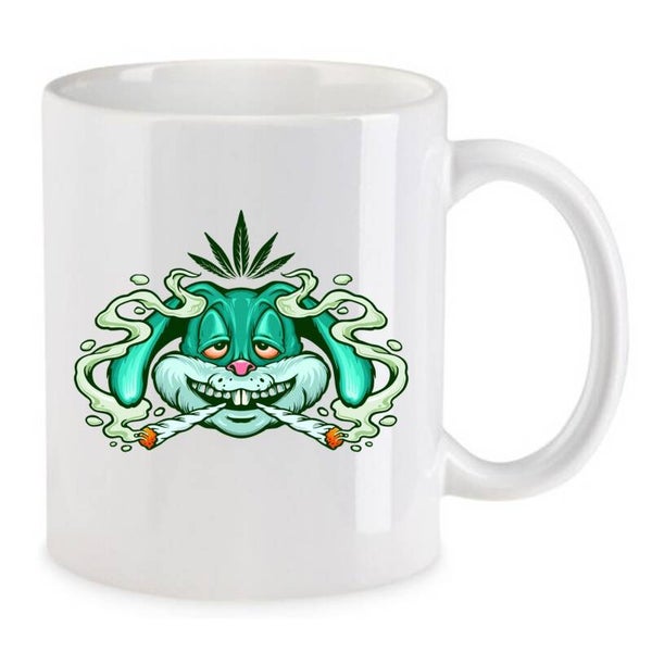 Tasse Weed Cannabis Psychodelic Weiß mit Druck (Siehe Foto) TFBW33