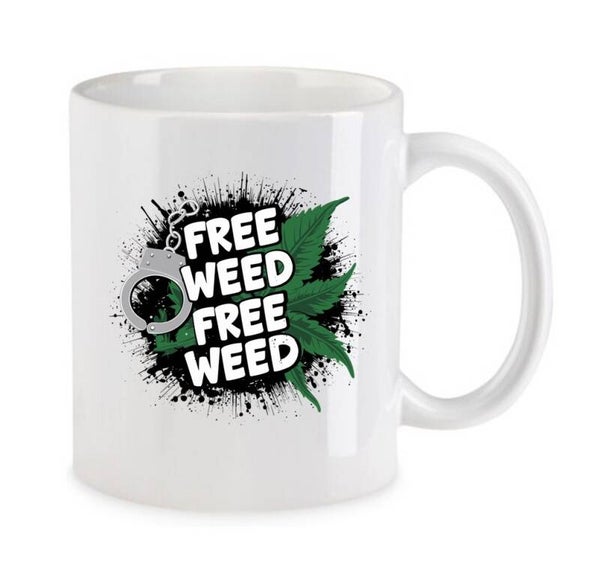 Tasse Weed Cannabis Psychodelic Weiß mit Druck (Siehe Foto) TFBW330