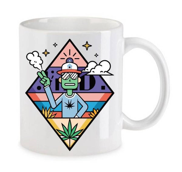 Tasse Weed Cannabis Psychodelic Weiß mit Druck (Siehe Foto) TFBW331