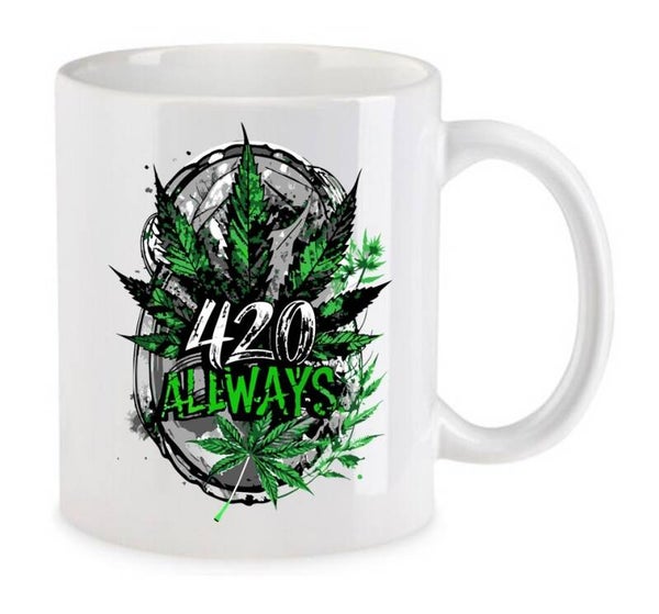 Tasse Weed Cannabis Psychodelic Weiß mit Druck (Siehe Foto) TFBW333
