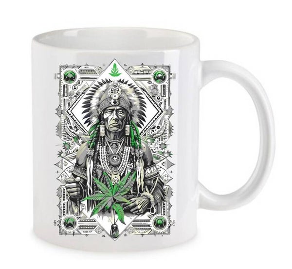 Tasse Weed Cannabis Psychodelic Weiß mit Druck (Siehe Foto) TFBW334
