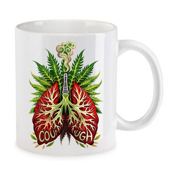 Tasse Weed Cannabis Psychodelic Weiß mit Druck (Siehe Foto) TFBW336