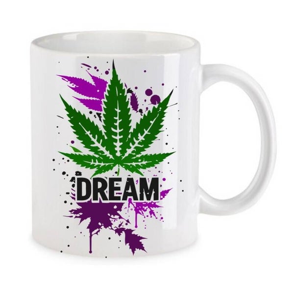 Tasse Weed Cannabis Psychodelic Weiß mit Druck (Siehe Foto) TFBW343