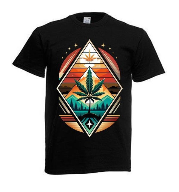 Tshirt Unisex mit Coolen Druck Weed Ganja Hanf Cannabis Psychedelic (Größe & Farbe auswählen) TSFBW347