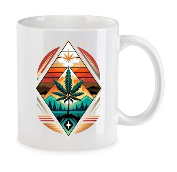Tasse Weed Cannabis Psychodelic Weiß mit Druck (Siehe Foto) TFBW347