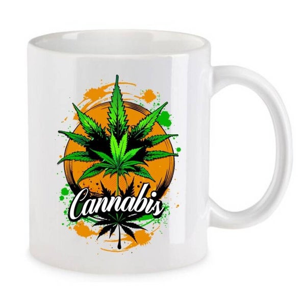 Tasse Weed Cannabis Psychodelic Weiß mit Druck (Siehe Foto) TFBW349