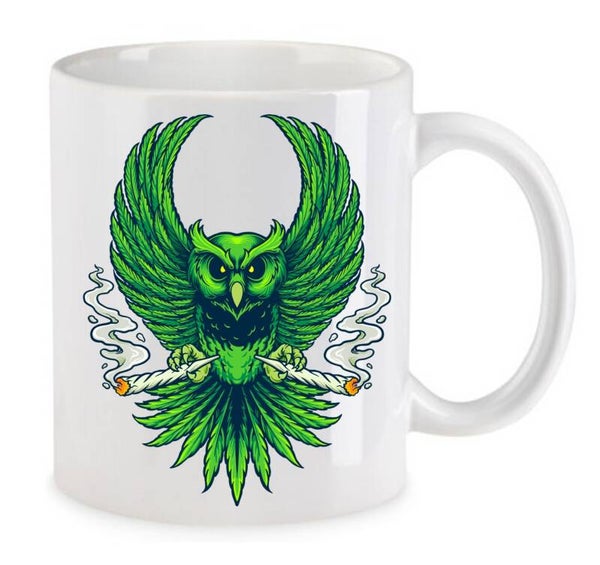 Tasse Weed Cannabis Psychodelic Weiß mit Druck (Siehe Foto) TFBW35