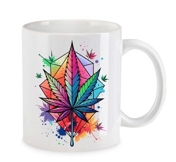 Tasse Weed Cannabis Psychodelic Weiß mit Druck (Siehe Foto) TFBW352