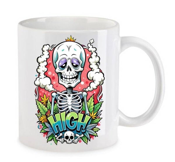 Tasse Weed Cannabis Psychodelic Weiß mit Druck (Siehe Foto) TFBW354