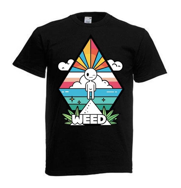 Tshirt Unisex mit Coolen Druck Weed Ganja Hanf Cannabis Psychedelic (Größe & Farbe auswählen) TSFBW356