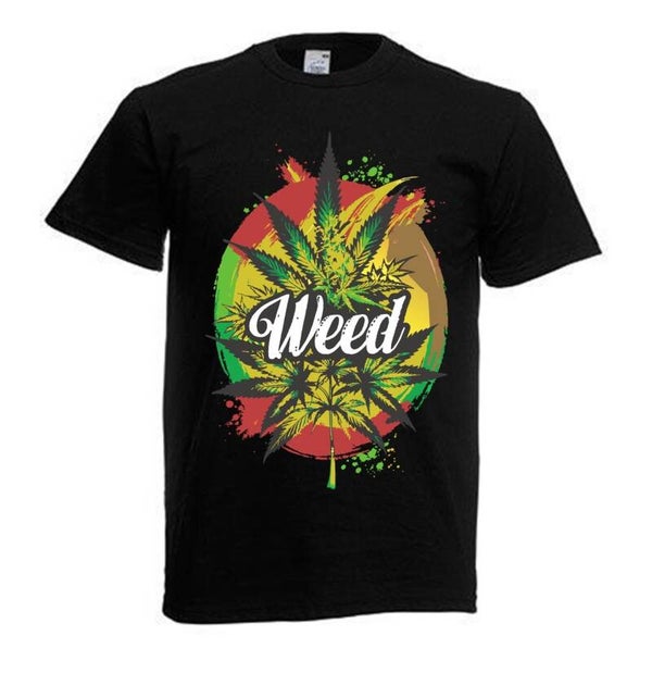 Tshirt Unisex mit Coolen Druck Weed Ganja Hanf Cannabis Psychedelic (Größe & Farbe auswählen) TSFBW357