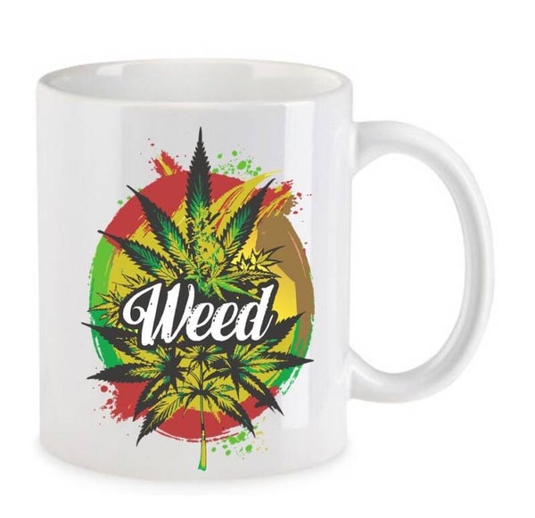 Tasse Weed Cannabis Psychodelic Weiß mit Druck (Siehe Foto) TFBW357