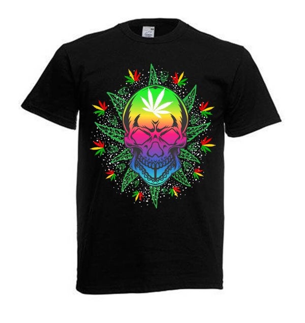 Tshirt Unisex mit Coolen Druck Weed Ganja Hanf Cannabis Psychedelic (Größe & Farbe auswählen) TSFBW36