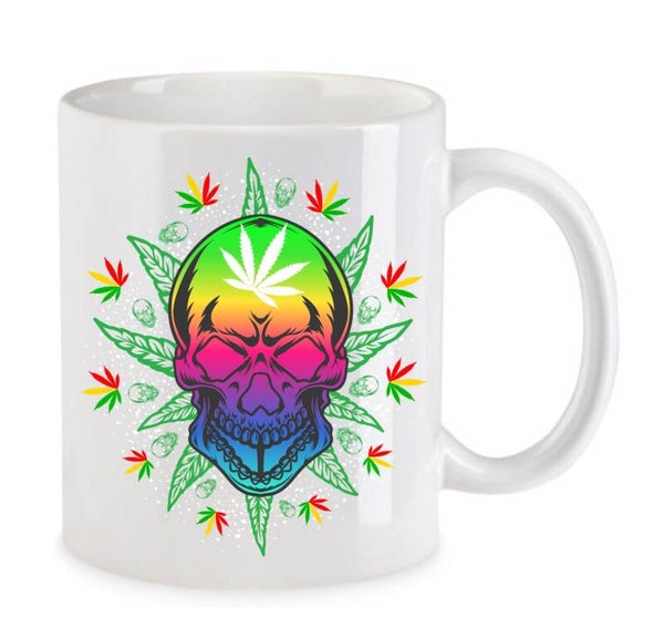 Tasse Weed Cannabis Psychodelic Weiß mit Druck (Siehe Foto) TFBW36