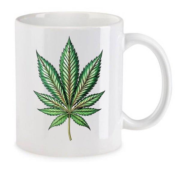 Tasse Weed Cannabis Psychodelic Weiß mit Druck (Siehe Foto) TFBW364