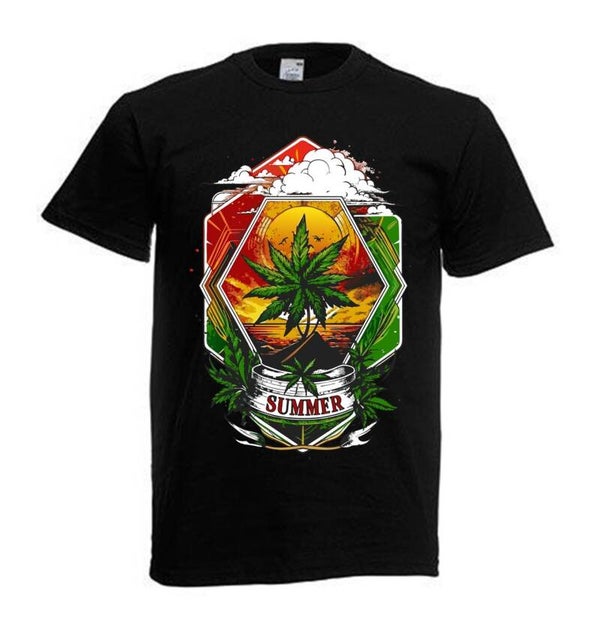 Tshirt Unisex mit Coolen Druck Weed Ganja Hanf Cannabis Psychedelic (Größe & Farbe auswählen) TSFBW365