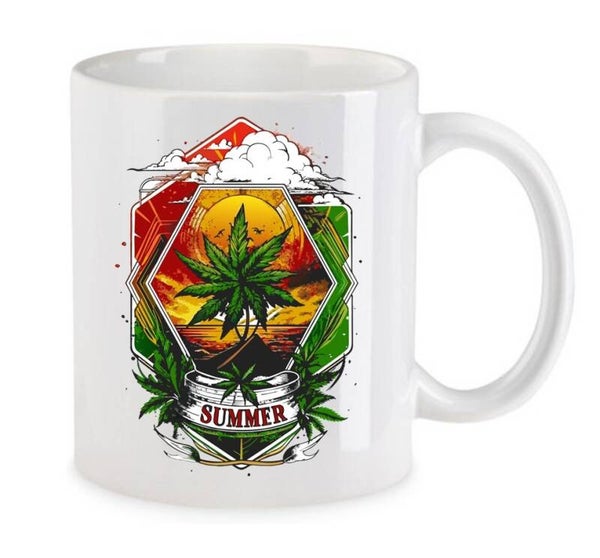 Tasse Weed Cannabis Psychodelic Weiß mit Druck (Siehe Foto) TFBW365