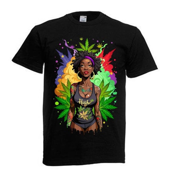 Tshirt Unisex mit Coolen Druck Weed Ganja Hanf Cannabis Psychedelic (Größe & Farbe auswählen) TSFBW366