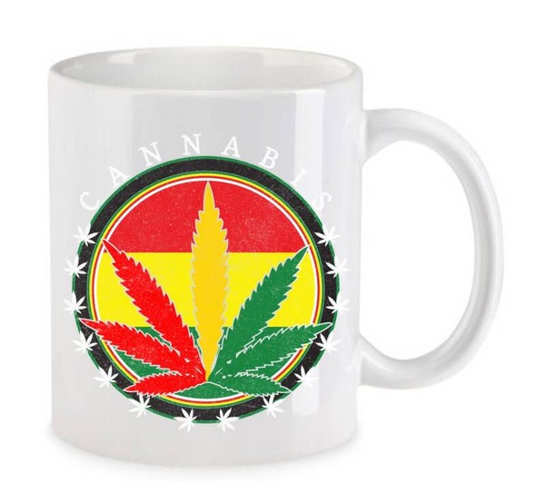 Tasse Weed Cannabis Psychodelic Weiß mit Druck (Siehe Foto) TFBW37