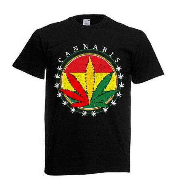 Tshirt Unisex mit Coolen Druck Weed Ganja Hanf Cannabis Psychedelic (Größe & Farbe auswählen) TSFBW37
