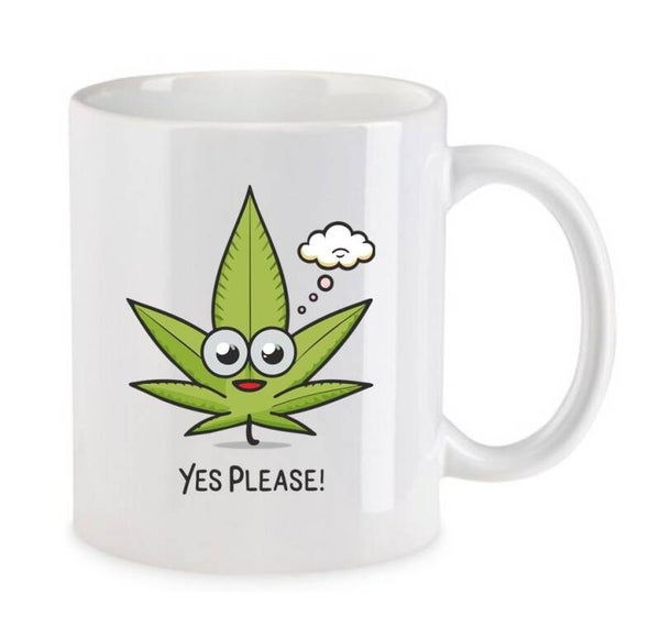 Tasse Weed Cannabis Psychodelic Weiß mit Druck (Siehe Foto) TFBW370
