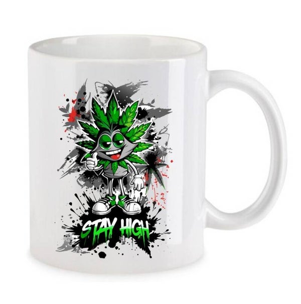 Tasse Weed Cannabis Psychodelic Weiß mit Druck (Siehe Foto) TFBW373