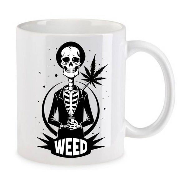 Tasse Weed Cannabis Psychodelic Weiß mit Druck (Siehe Foto) TFBW374