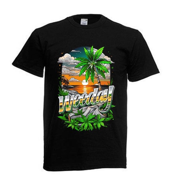 Tshirt Unisex mit Coolen Druck Weed Ganja Hanf Cannabis Psychedelic (Größe & Farbe auswählen) TSFBW375