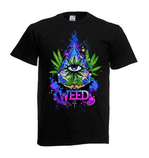 Tshirt Unisex mit Coolen Druck Weed Ganja Hanf Cannabis Psychedelic (Größe & Farbe auswählen) TSFBW376