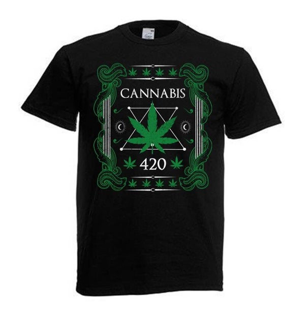 Tshirt Unisex mit Coolen Druck Weed Ganja Hanf Cannabis Psychedelic (Größe & Farbe auswählen) TSFBW38