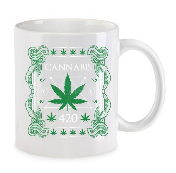 Tasse Weed Cannabis Psychodelic Weiß mit Druck (Siehe Foto) TFBW38