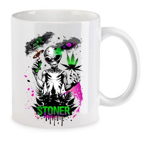 Tasse Weed Cannabis Psychodelic Weiß mit Druck (Siehe Foto) TFBW380