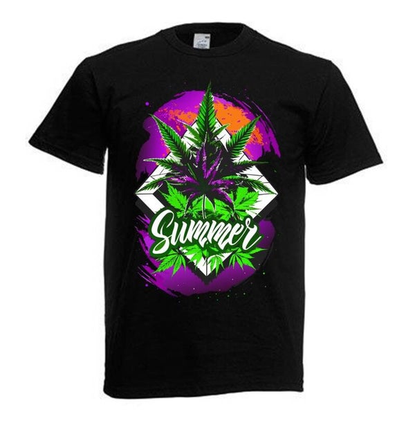 Tshirt Unisex mit Coolen Druck Weed Ganja Hanf Cannabis Psychedelic (Größe & Farbe auswählen) TSFBW381