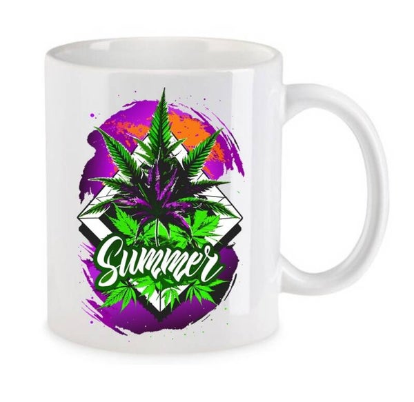 Tasse Weed Cannabis Psychodelic Weiß mit Druck (Siehe Foto) TFBW381