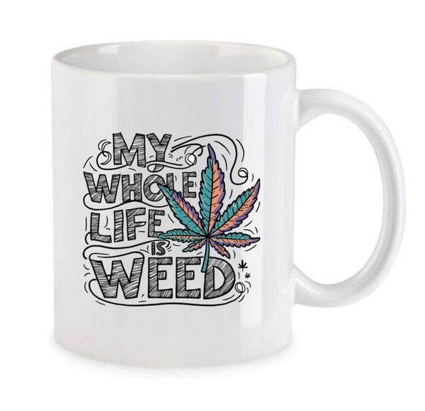 Tasse Weed Cannabis Psychodelic Weiß mit Druck (Siehe Foto) TFBW382