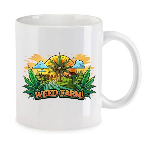 Tasse Weed Cannabis Psychodelic Weiß mit Druck (Siehe Foto) TFBW383